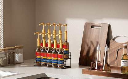 12 Bottle Capacity Coffee Syrup Organizer 3 Tier Coffee Syrup Stand Shelf for Coffee Bar Kitchen Small Wine Rack for Bar Family Storage for Syrup Wine Dressing