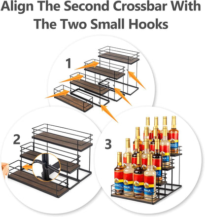 12 Bottle Capacity Coffee Syrup Organizer 3 Tier Coffee Syrup Stand Shelf for Coffee Bar Kitchen Small Wine Rack for Bar Family Storage for Syrup Wine Dressing