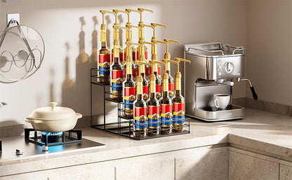 12 Bottle Capacity Coffee Syrup Organizer 3 Tier Coffee Syrup Stand Shelf for Coffee Bar Kitchen Small Wine Rack for Bar Family Storage for Syrup Wine Dressing