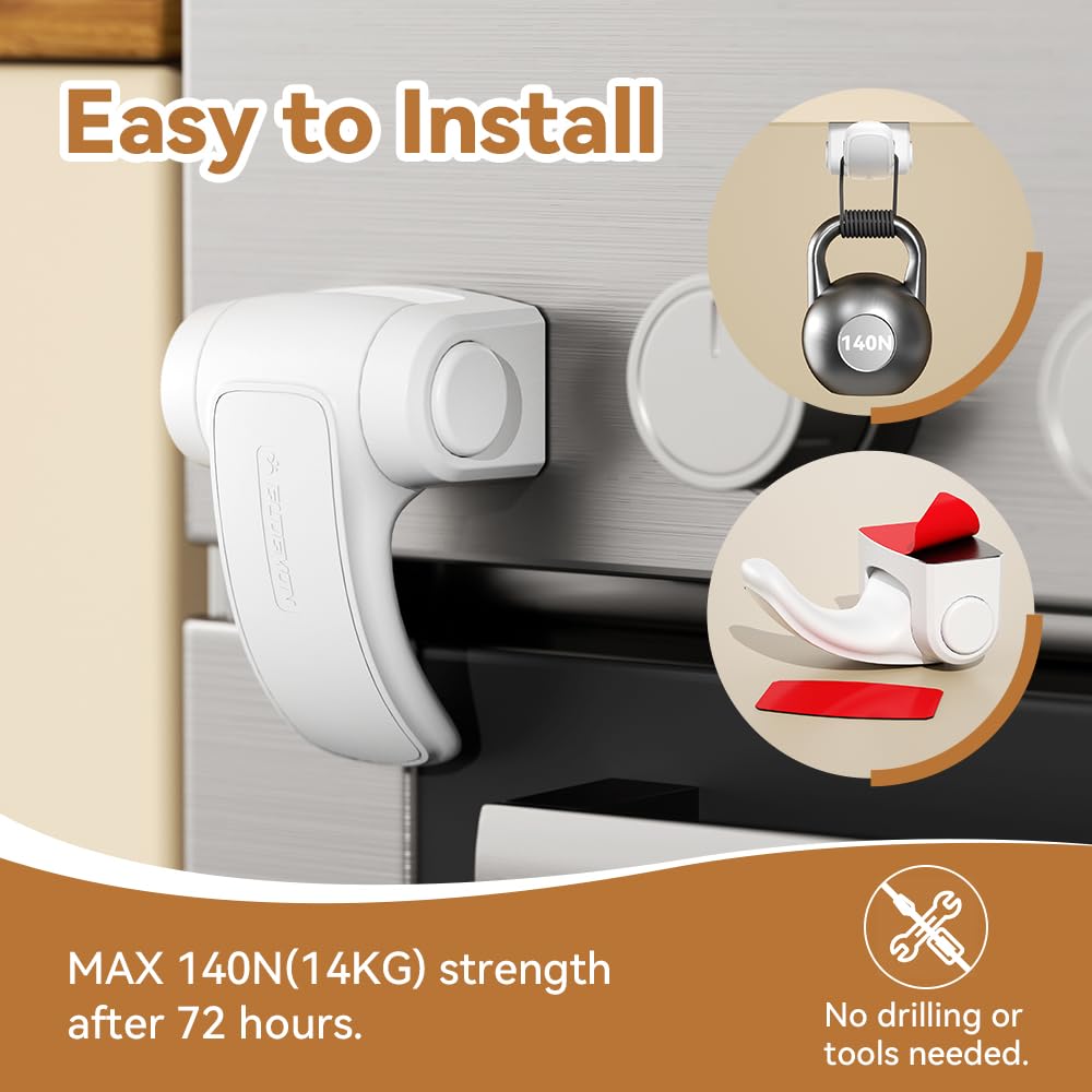 1 Pack Oven Lock,Baby Proofing Oven Door Lock, Child Safety Oven Front Lock, Easy to Install & Use no Tools Need or Drill (Black)
