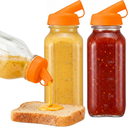 2 Pcs 10 oz Salad Dressing Shaker Glass Dispenser