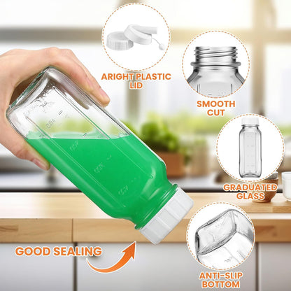 2 Pcs 10 oz Salad Dressing Shaker Glass Dispenser