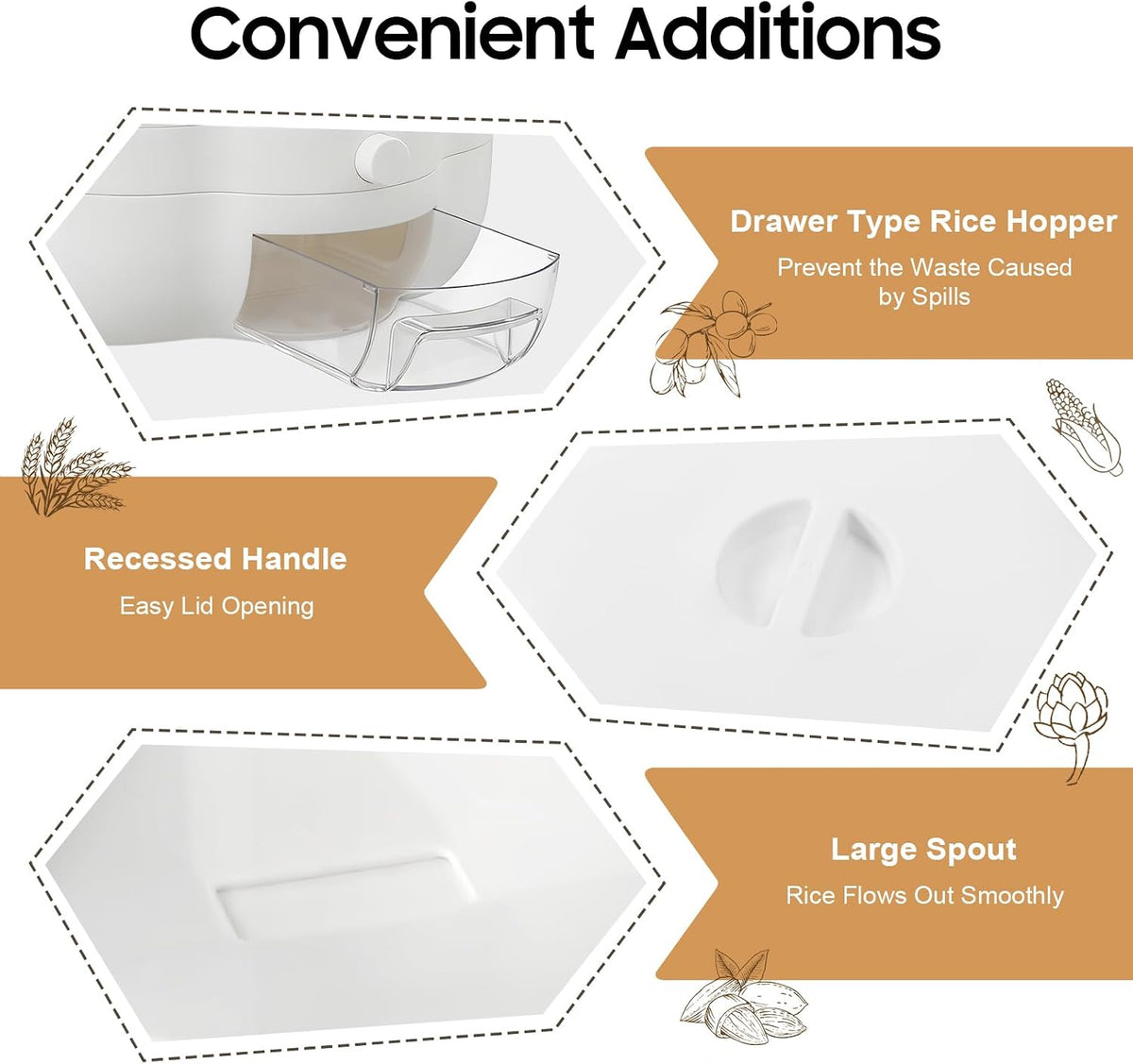 Rotating Grain Storage Bin, 360° rotating food dispenser Storage 6 Grid Grain Storage Container Dispenser Round Grain Dispenser One-Click Output for Small Grains Beans Rice (8kg/17.64lbs)