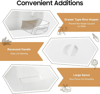 Rotating Grain Storage Bin, 360° rotating food dispenser Storage 6 Grid Grain Storage Container Dispenser Round Grain Dispenser One-Click Output for Small Grains Beans Rice (8kg/17.64lbs)