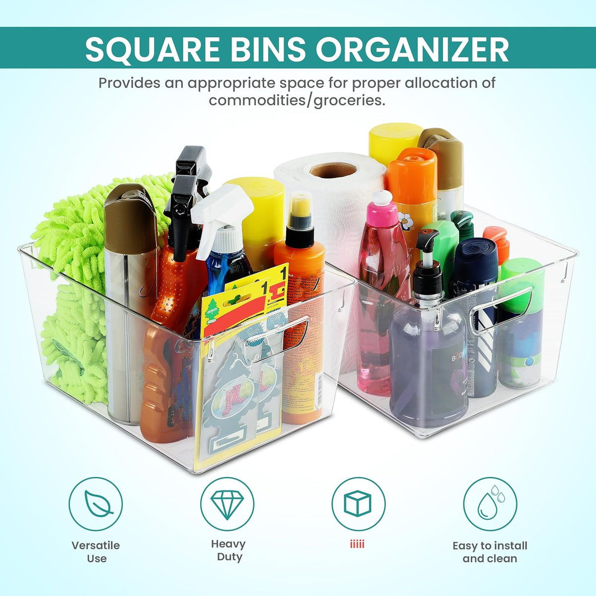 Clear Pantry Organizers and Storage Bins 6 Pack, Large Clear Storage Bins for Pantry, Durable Freezer Organizer Bins With Handles for Organizing Fridge, Kitchen Organization