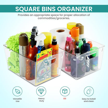 Clear Pantry Organizers and Storage Bins 6 Pack, Large Clear Storage Bins for Pantry, Durable Freezer Organizer Bins With Handles for Organizing Fridge, Kitchen Organization