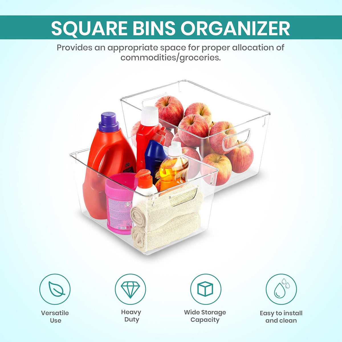 Clear Pantry Organizers and Storage Bins 6 Pack, Large Clear Storage Bins for Pantry, Durable Freezer Organizer Bins With Handles for Organizing Fridge, Kitchen Organization