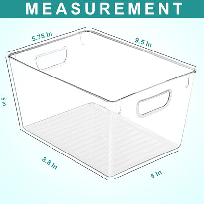Clear Pantry Organizers and Storage Bins 6 Pack, Large Clear Storage Bins for Pantry, Durable Freezer Organizer Bins With Handles for Organizing Fridge, Kitchen Organization