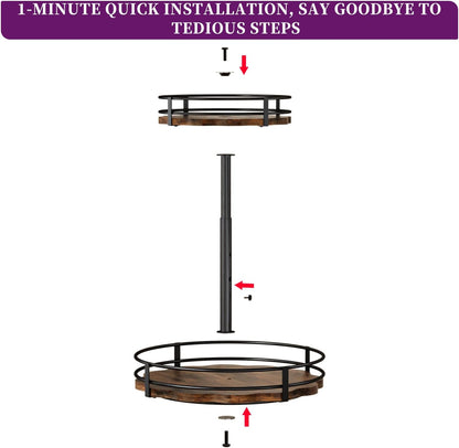 Heavy-Duty 2-Tier Lazy Susan Organizer, Adjustable to Different Heights, Countertop Spice Rack, Upgraded Thickened Wooden Board, Suitable for Seasoning Organizer, Kitchen Organization