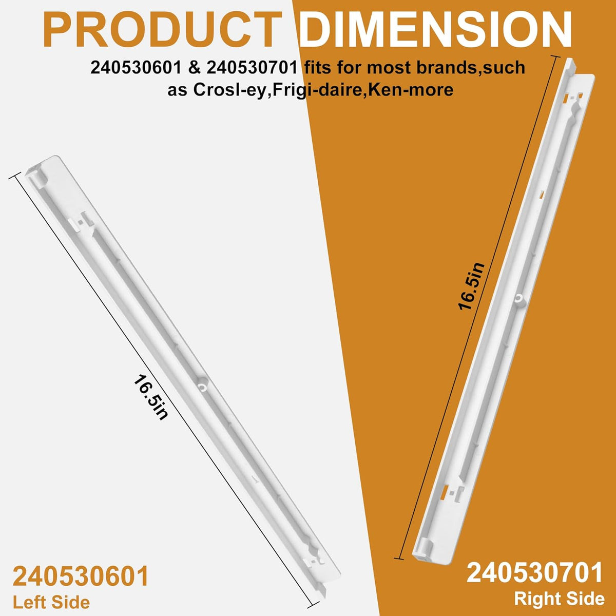 Refrigerator Drawer Slide Rail 240530601(Left)&240530701(Right) | Refrigerator Pan Hangers,Drawer Hanger Compatible for Ken.More/Frigi.Daire Drawer Slide Rail