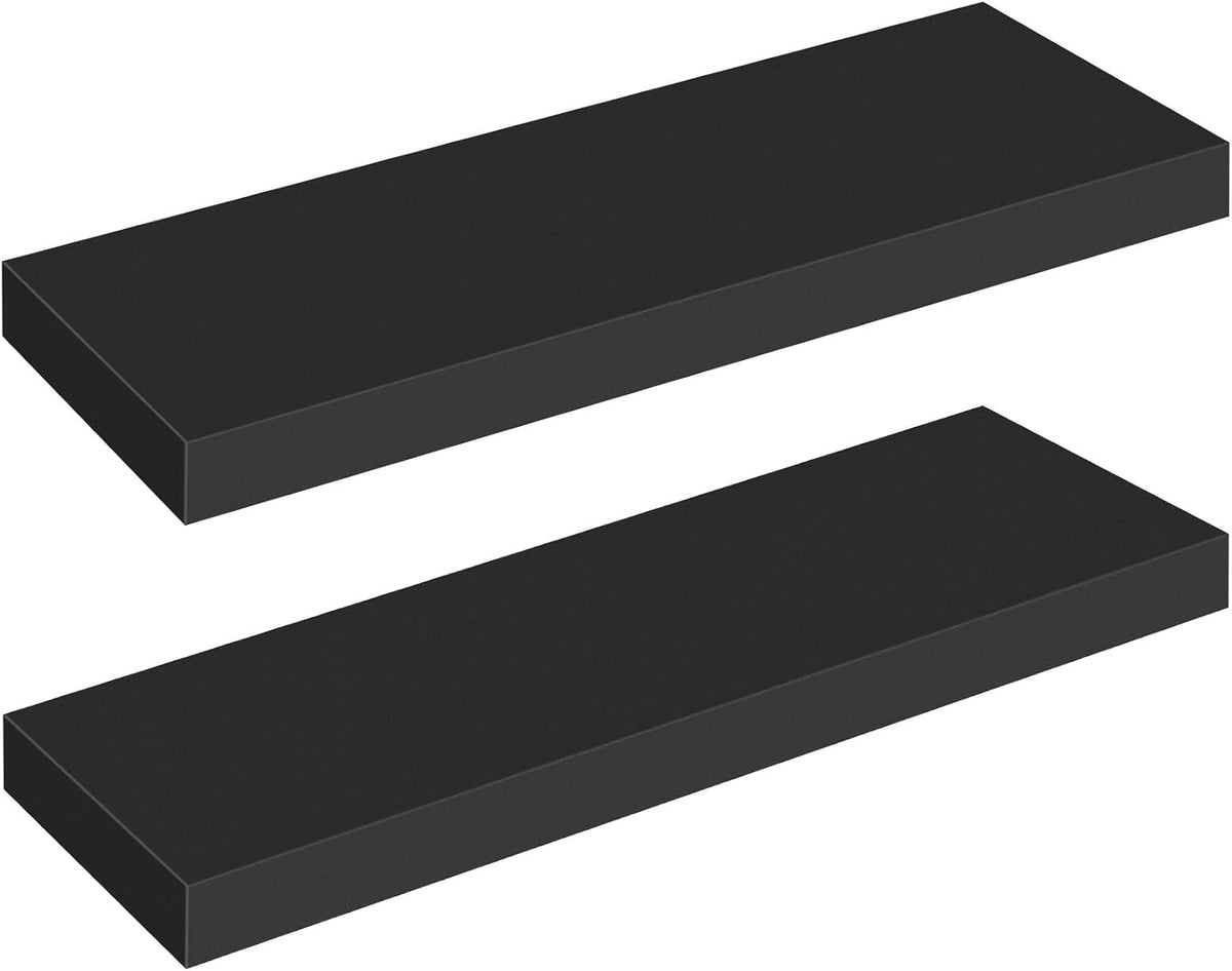 Floating Shelves for Wall, Wall Mounted Shelf Set of 2, 15.7" Hanging Shelf with Invisible Brackets, for Wall Decor Storage in Bathroom Bedroom Kitchen Living Room Office, Rustic Brown BF40BJ01