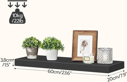 Floating Shelves for Wall, Wall Mounted Shelf Set of 2, 15.7" Hanging Shelf with Invisible Brackets, for Wall Decor Storage in Bathroom Bedroom Kitchen Living Room Office, Rustic Brown BF40BJ01