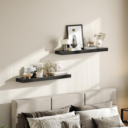 Floating Shelves for Wall, Wall Mounted Shelf Set of 2, 15.7" Hanging Shelf with Invisible Brackets, for Wall Decor Storage in Bathroom Bedroom Kitchen Living Room Office, Rustic Brown BF40BJ01