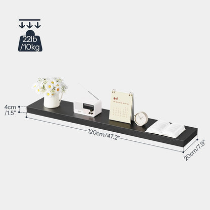 Floating Shelves for Wall, Wall Mounted Shelf Set of 2, 15.7" Hanging Shelf with Invisible Brackets, for Wall Decor Storage in Bathroom Bedroom Kitchen Living Room Office, Rustic Brown BF40BJ01