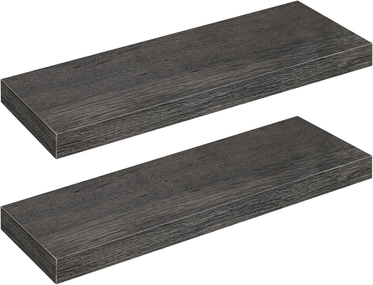 Floating Shelves for Wall, Wall Mounted Shelf Set of 2, 15.7" Hanging Shelf with Invisible Brackets, for Wall Decor Storage in Bathroom Bedroom Kitchen Living Room Office, Rustic Brown BF40BJ01