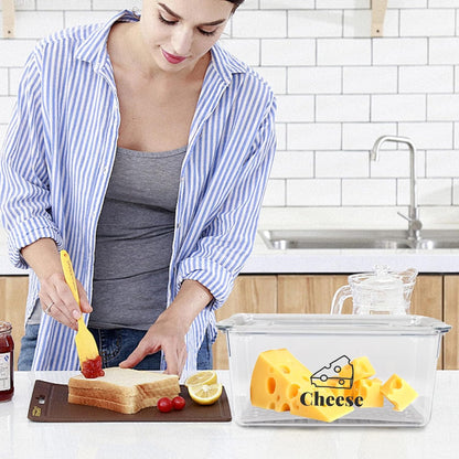 Cheese Holder Food Storage, Airtight Cheese Storage Box with Lid- Non Toxic, Lunch Meat Storage Sandwich Ham Cheeses Salami Sliced Turkey for Refrigerator to Keep Food Fresh,Clear-1Pack
