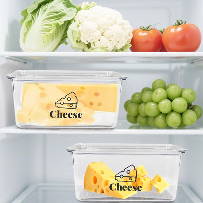 Cheese Holder Food Storage, Airtight Cheese Storage Box with Lid- Non Toxic, Lunch Meat Storage Sandwich Ham Cheeses Salami Sliced Turkey for Refrigerator to Keep Food Fresh,Clear-1Pack