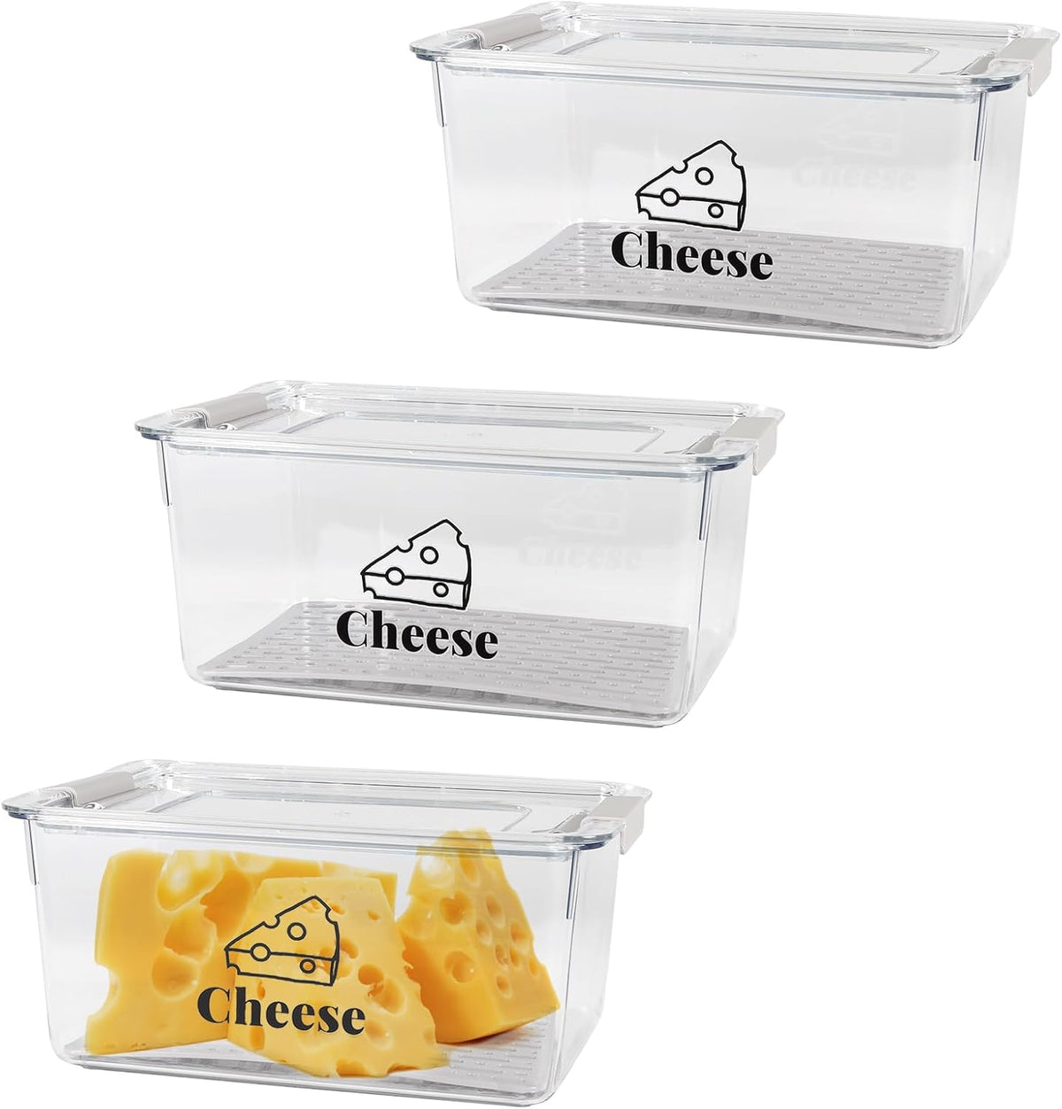 Cheese Holder Food Storage, Airtight Cheese Storage Box with Lid- Non Toxic, Lunch Meat Storage Sandwich Ham Cheeses Salami Sliced Turkey for Refrigerator to Keep Food Fresh,Clear-1Pack