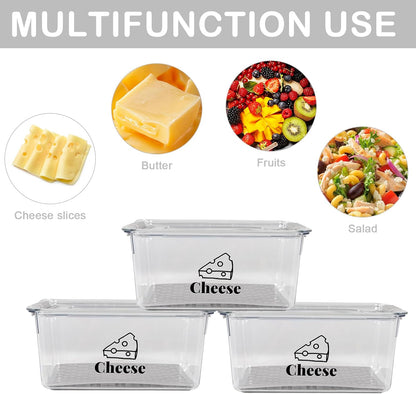 Cheese Holder Food Storage, Airtight Cheese Storage Box with Lid- Non Toxic, Lunch Meat Storage Sandwich Ham Cheeses Salami Sliced Turkey for Refrigerator to Keep Food Fresh,Clear-1Pack