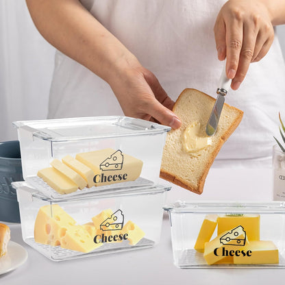 Cheese Holder Food Storage, Airtight Cheese Storage Box with Lid- Non Toxic, Lunch Meat Storage Sandwich Ham Cheeses Salami Sliced Turkey for Refrigerator to Keep Food Fresh,Clear-1Pack