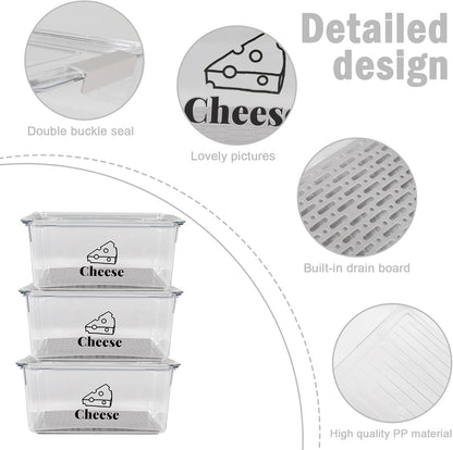 Cheese Holder Food Storage, Airtight Cheese Storage Box with Lid- Non Toxic, Lunch Meat Storage Sandwich Ham Cheeses Salami Sliced Turkey for Refrigerator to Keep Food Fresh,Clear-1Pack