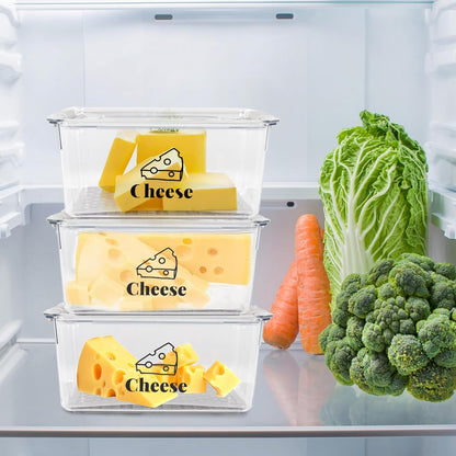 Cheese Holder Food Storage, Airtight Cheese Storage Box with Lid- Non Toxic, Lunch Meat Storage Sandwich Ham Cheeses Salami Sliced Turkey for Refrigerator to Keep Food Fresh,Clear-1Pack