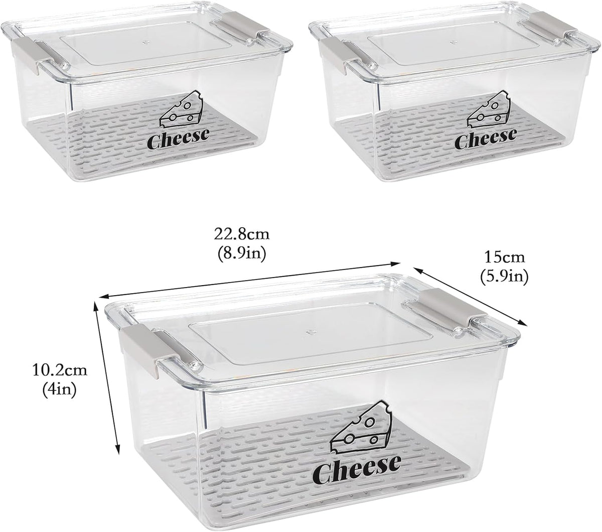 Cheese Holder Food Storage, Airtight Cheese Storage Box with Lid- Non Toxic, Lunch Meat Storage Sandwich Ham Cheeses Salami Sliced Turkey for Refrigerator to Keep Food Fresh,Clear-1Pack