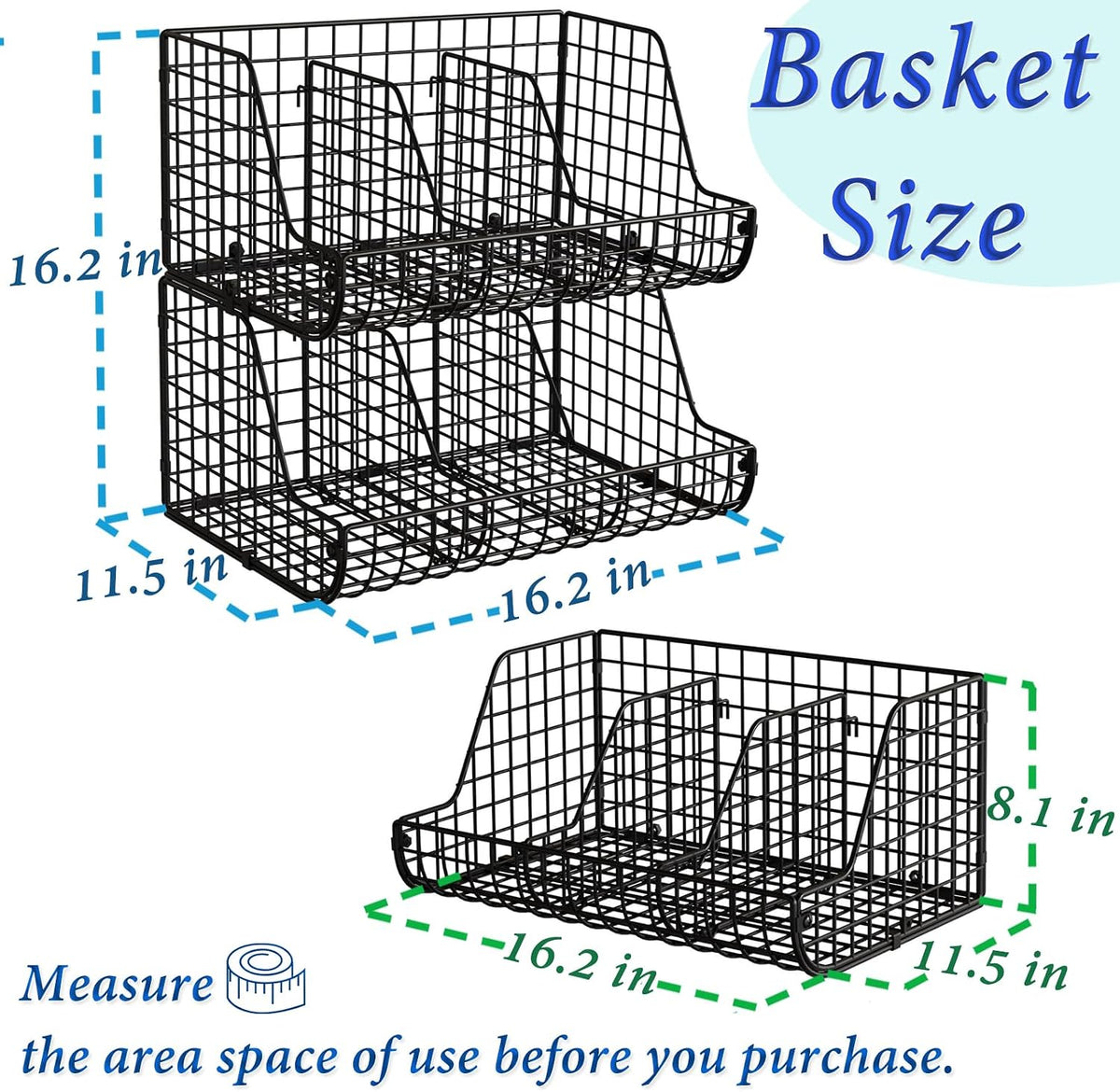 Stacking Can Dispensers 3 Tier with Divider, Large Pantry Can Organizer, Beverage Drink Pop Soda Can Storage Basket, Can Holders for Pantry, Canned Food Rack Wire Bins for Kitchen Cabinet