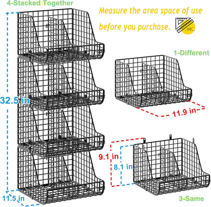Stacking Can Dispensers 3 Tier with Divider, Large Pantry Can Organizer, Beverage Drink Pop Soda Can Storage Basket, Can Holders for Pantry, Canned Food Rack Wire Bins for Kitchen Cabinet
