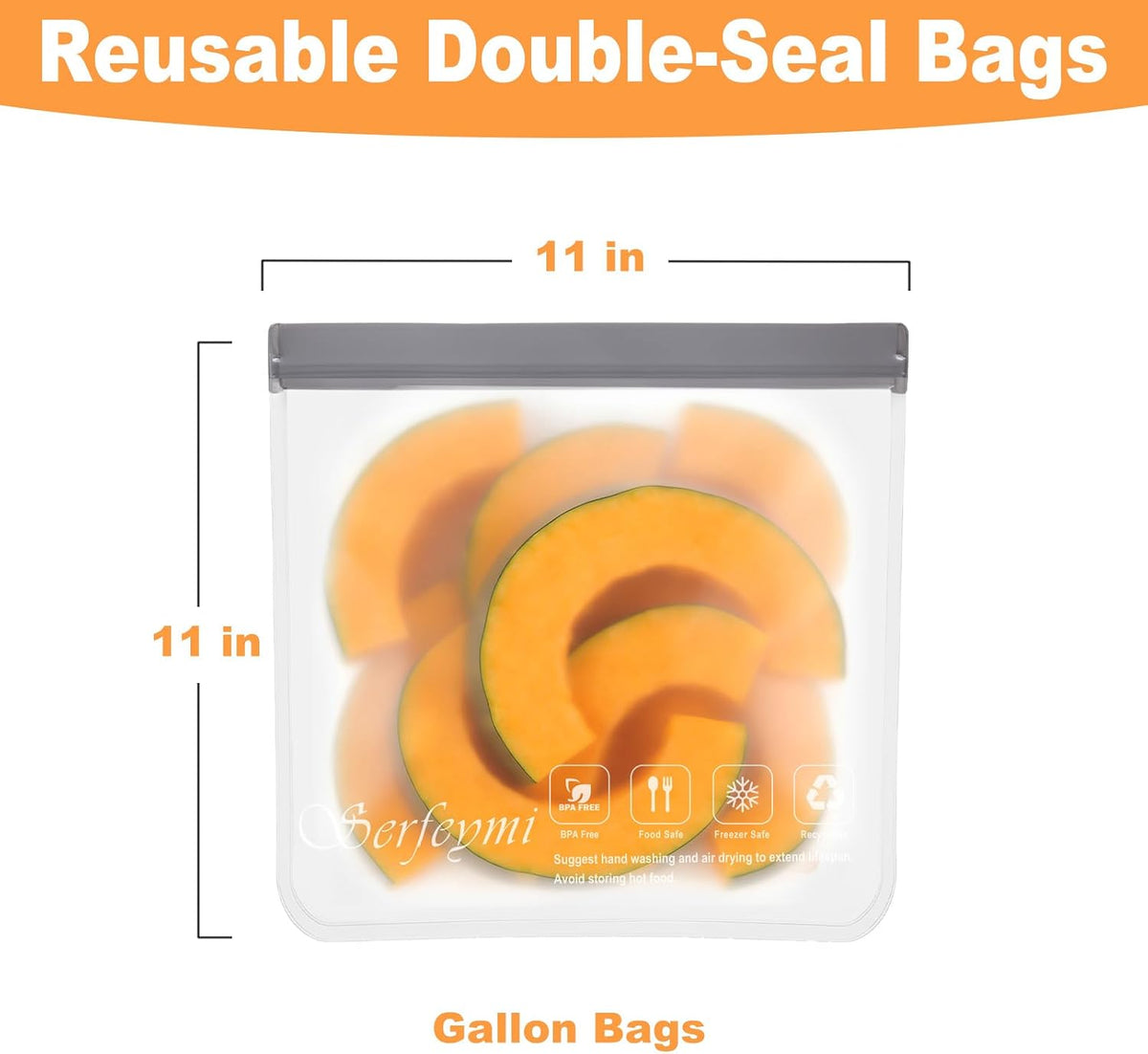Reusable Gallon Freezer Bags Dishwasher Safe, Extra Thick Reusable Plastic Bags BPA Free, Leak Proof Food Storage Bags with 3 Sizes for Meat, Travel - 2 Gallon 4 Sandwich 4 Snack