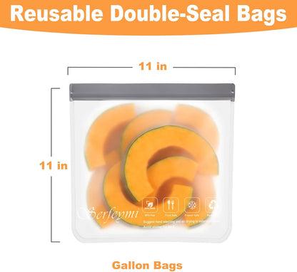 Reusable Gallon Freezer Bags Dishwasher Safe, Extra Thick Reusable Plastic Bags BPA Free, Leak Proof Food Storage Bags with 3 Sizes for Meat, Travel - 2 Gallon 4 Sandwich 4 Snack