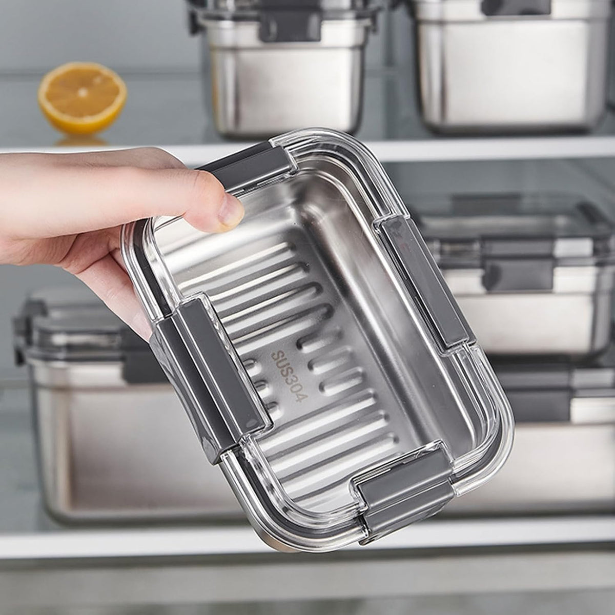Cheese Container for Refrigerator,Cheese Stainless Steel Container with Lids,Deli Meat Saver,Kitchen Storage Keeper box,fridge organizer Stackable Sliced Grated,Shredded,Cheddar Cheeses Holder