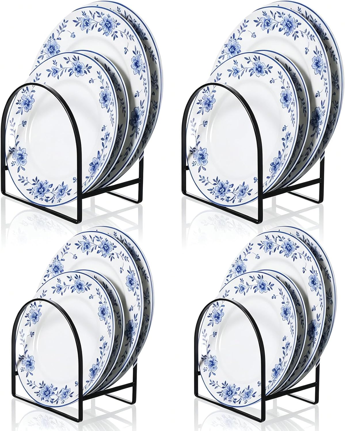 4 Pcs Plate Organizer for Cabinet, Metal Space Saving Plate Organizer