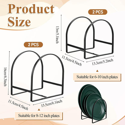 4 Pcs Plate Organizer for Cabinet, Metal Space Saving Plate Organizer