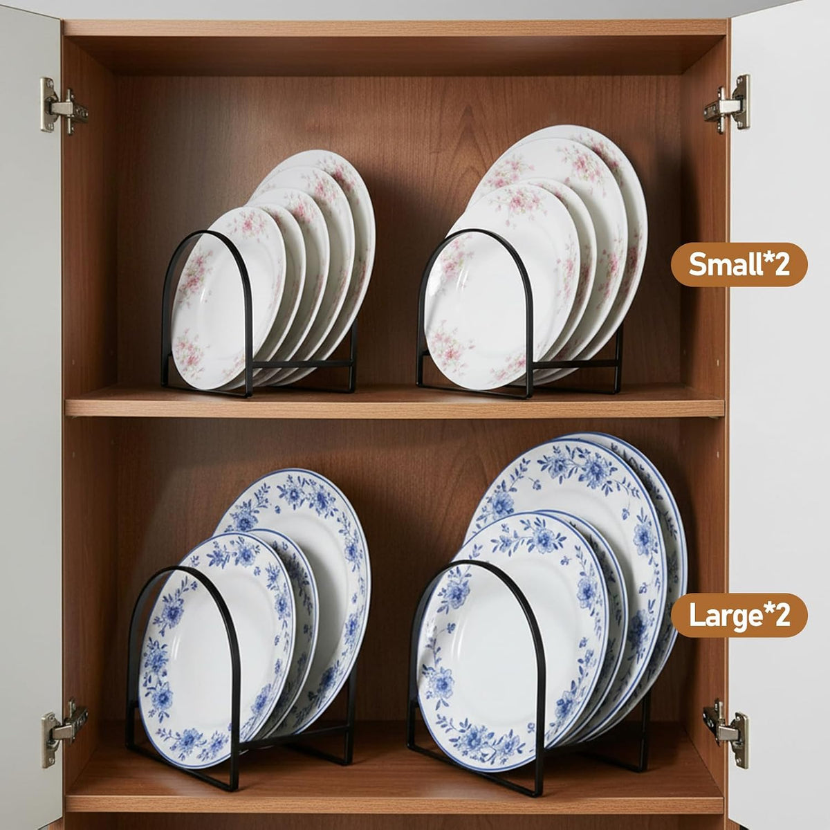 4 Pcs Plate Organizer for Cabinet, Metal Space Saving Plate Organizer