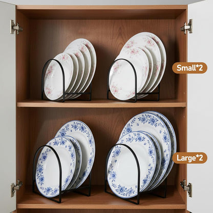 4 Pcs Plate Organizer for Cabinet, Metal Space Saving Plate Organizer