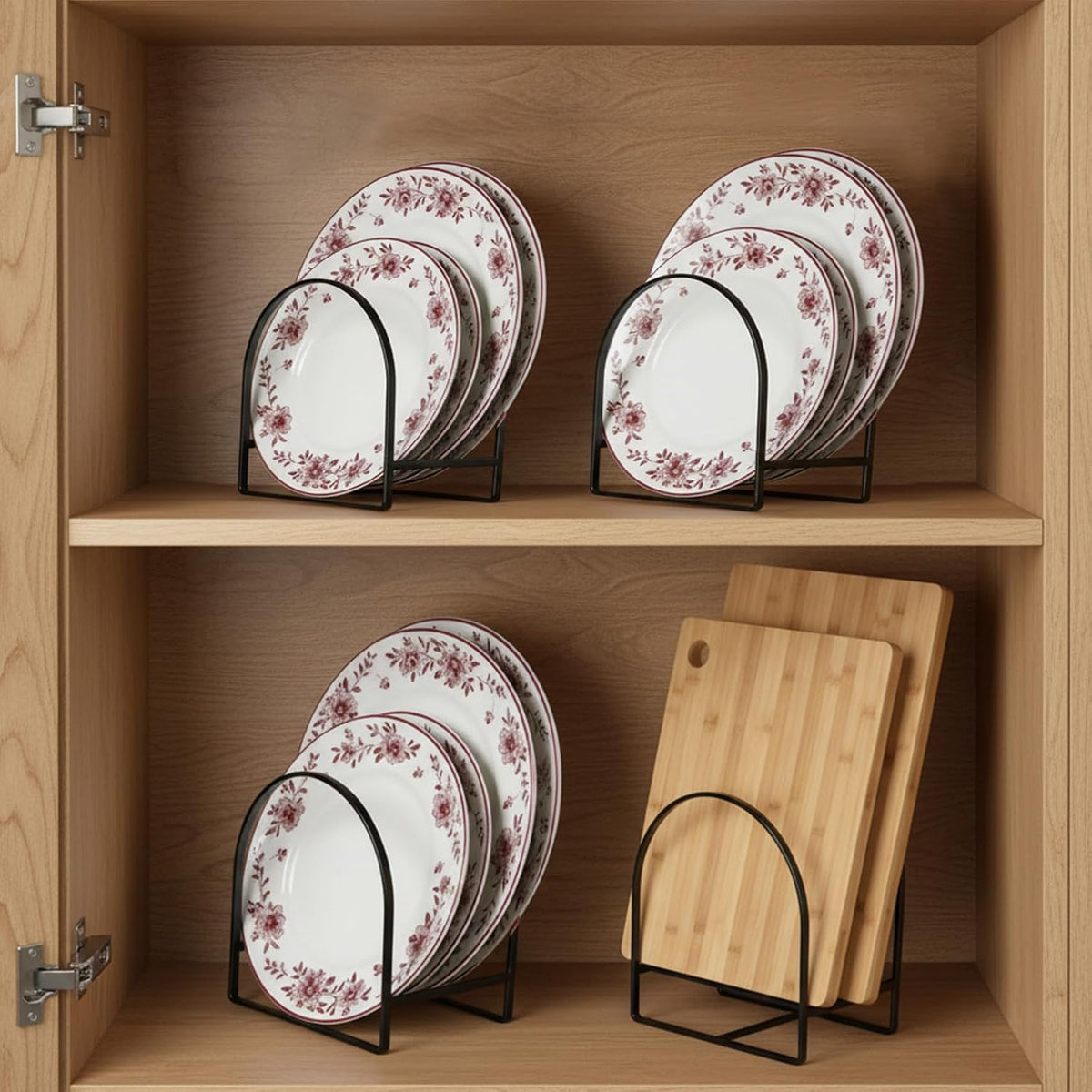 4 Pcs Plate Organizer for Cabinet, Metal Space Saving Plate Organizer