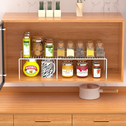 Expandable Kitchen Cabinet Shelf Organizers, Heavy Duty Adjustable Counter Organizer Metal Wire Spice Rack, Freezer Storage Shelf for Cabinets, Pantry, Bathroom, Fridge, White