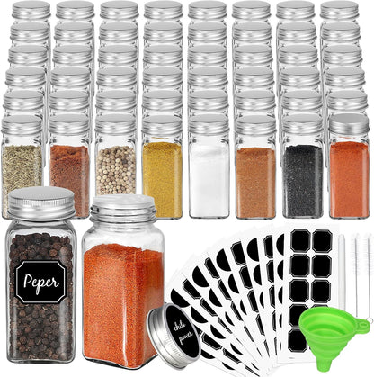 4oz Glass Spice Jars with Metal Caps and Shaker Lid