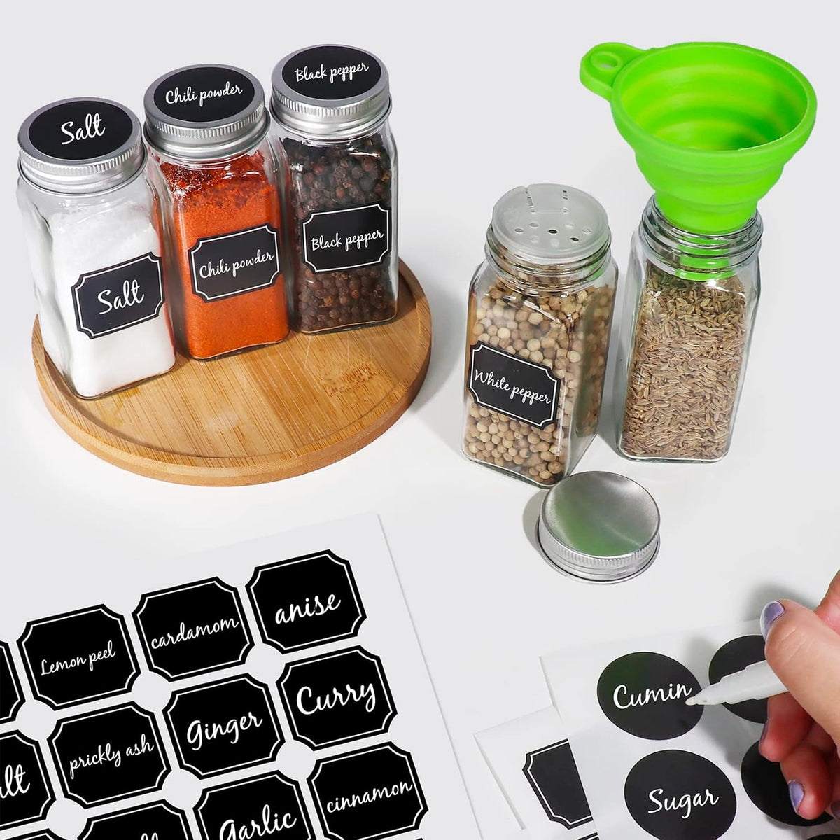 4oz Glass Spice Jars with Metal Caps and Shaker Lid