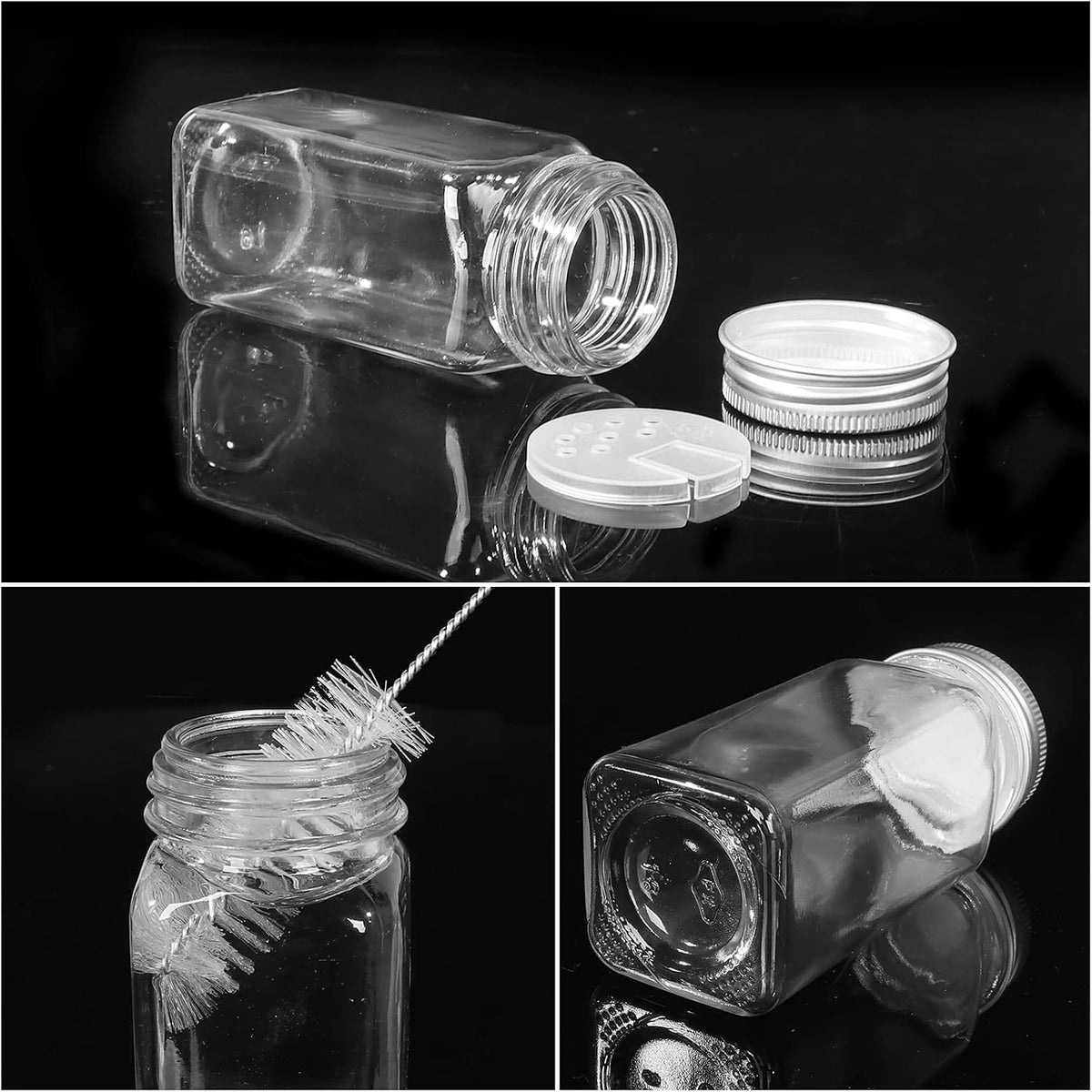 4oz Glass Spice Jars with Metal Caps and Shaker Lid