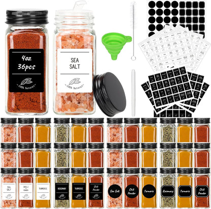 4oz Glass Spice Jars with Metal Caps and Shaker Lid