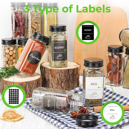 4oz Glass Spice Jars with Metal Caps and Shaker Lid