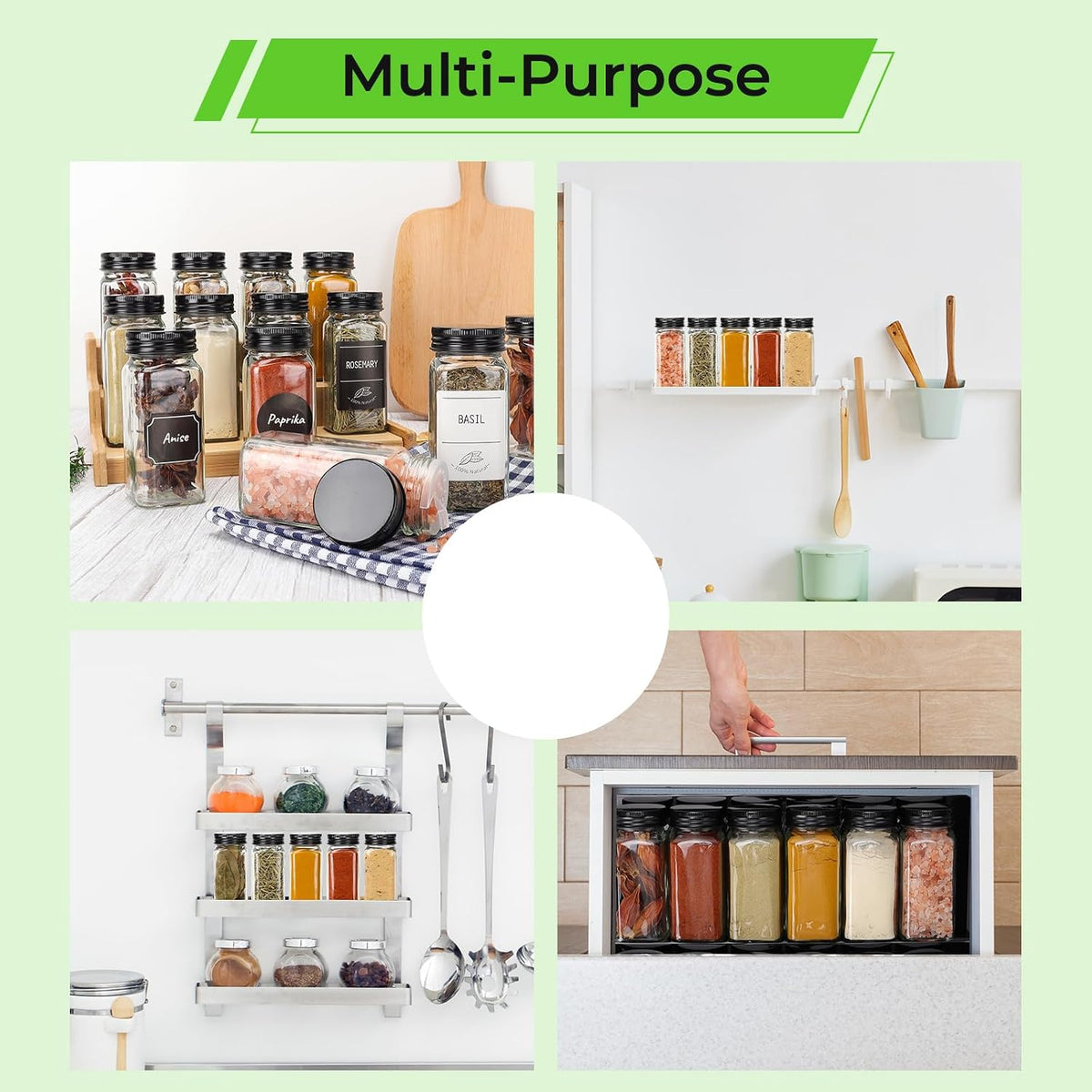 4oz Glass Spice Jars with Metal Caps and Shaker Lid