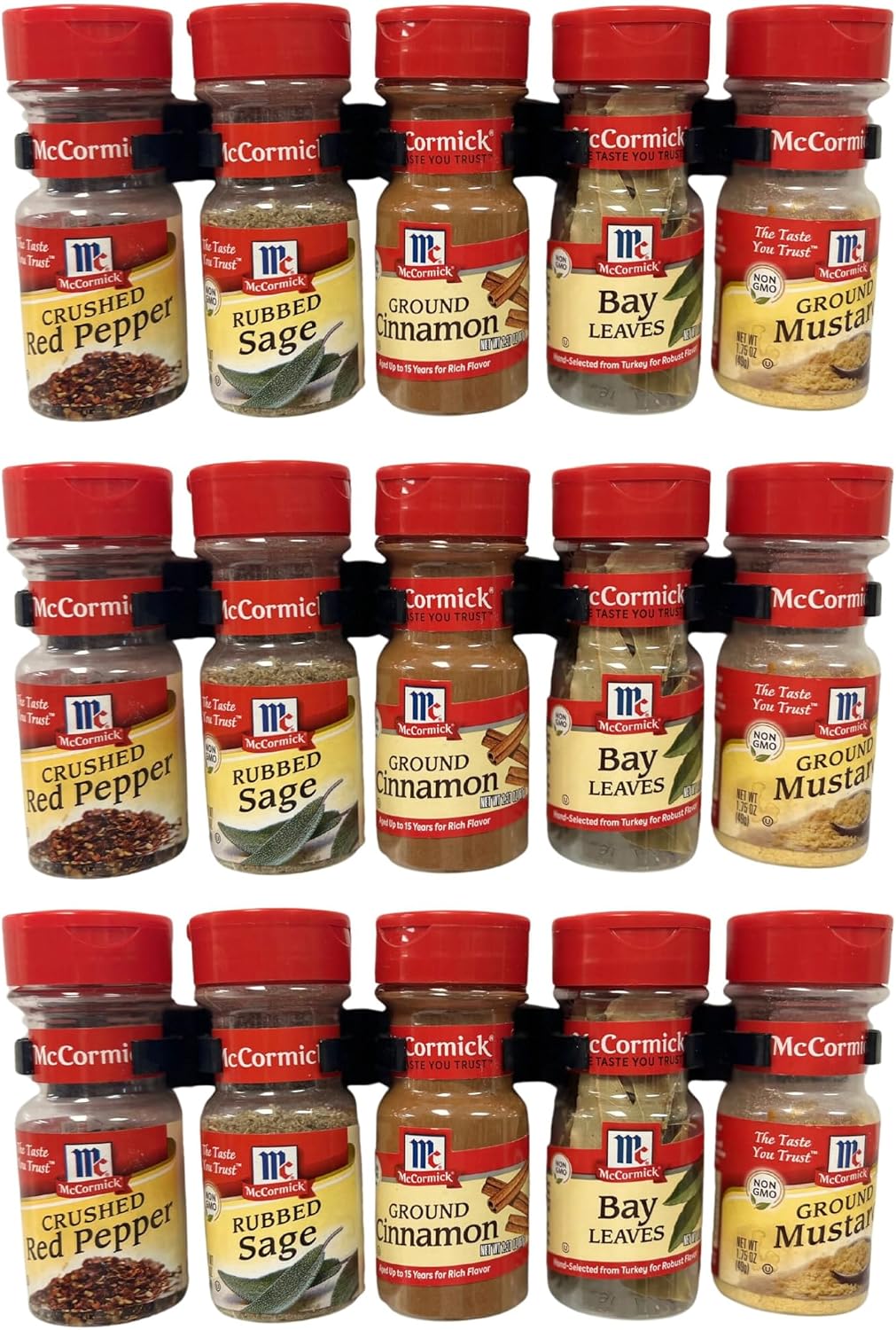 Adhesive Spice clip gripper clips, Holds 15 Ct spice jars, black, spice organizer for Pantry, custom fit, hangs nicely inside cabinet door or in your rv, frees up space in your cabinet (Black)
