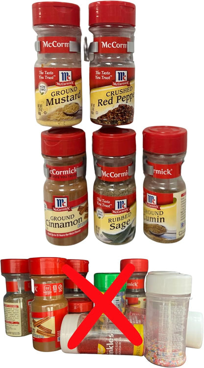 Adhesive Spice clip gripper clips, Holds 15 Ct spice jars, black, spice organizer for Pantry, custom fit, hangs nicely inside cabinet door or in your rv, frees up space in your cabinet (Black)
