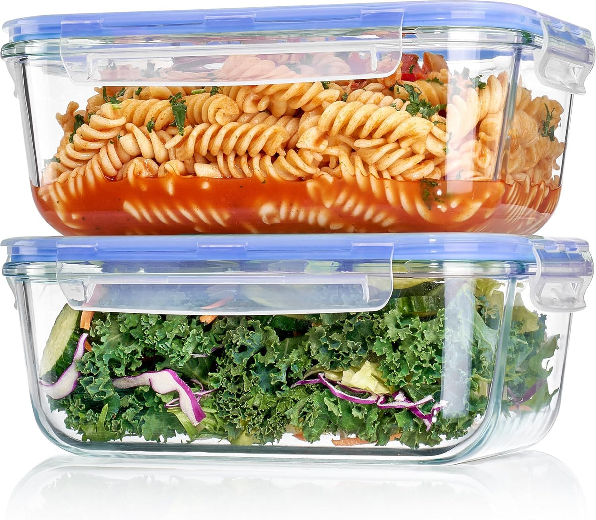 2Pack 1860ml/63oz Large Glass Storage Containers With Lids, Grey