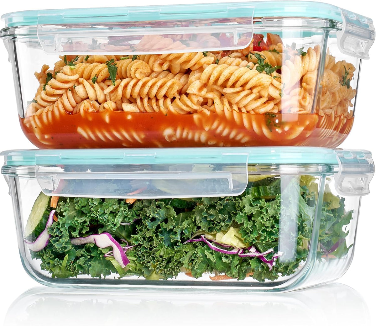 2Pack 1860ml/63oz Large Glass Storage Containers With Lids, Grey