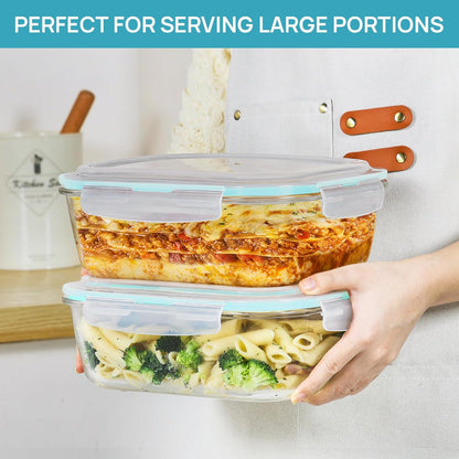 2Pack 1860ml/63oz Large Glass Storage Containers With Lids, Grey