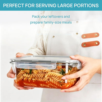 2Pack 1860ml/63oz Large Glass Storage Containers With Lids, Grey